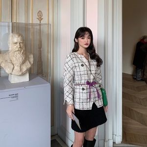 Seooocookie Black Boucle mini skirt